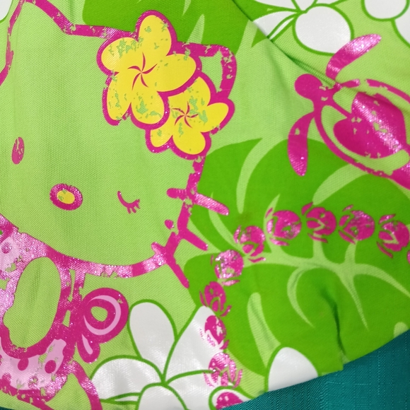 SOLD Y2k Vintage Sanrio Licensed Hello Kitty Hawaiian Kawaii Bamboo Handle Bag - Picture 7 of 8